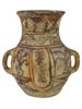 ANTIQUE ISLAMIC EARTHENWARE FOUR HANDLE URN PAINTED PIC-3