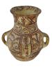 ANTIQUE ISLAMIC EARTHENWARE FOUR HANDLE URN PAINTED PIC-0