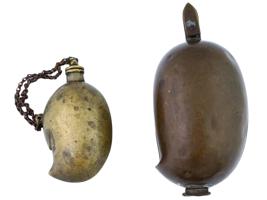 ANTIQUE INDIAN BRONZE FLASK AND CONTAINER