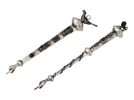 PAIR RUSSIAN JUDAICA 84 SILVER TORAH POINTERS YAD