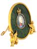 RUSSIAN GILT SILVER FRAME WITH JADE AND DIAMONDS PIC-2