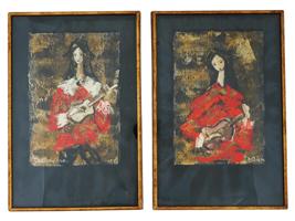 TWO MIXED MEDIA PAINTINGS SIGNED BY DELPIENE