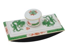 ORIENTAL MEISSEN PORCELAIN INK BLOTTER WITH DRAGONS