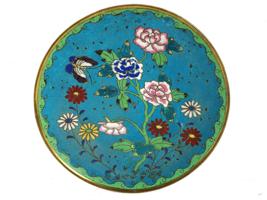 ANTIQUE MEIJI ERA JAPANESE CLOISONNE ENAMEL PLATE