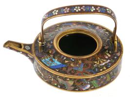 ANTIQUE JAPANESE MEIJI KYOTO SCHOOL CLOISONNE TEAPOT