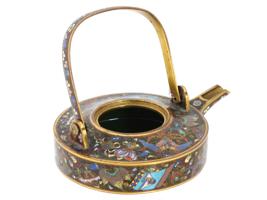 ANTIQUE JAPANESE MEIJI KYOTO SCHOOL CLOISONNE TEAPOT