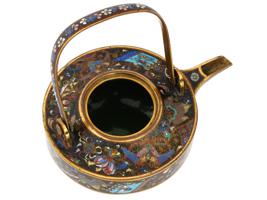 ANTIQUE JAPANESE MEIJI KYOTO SCHOOL CLOISONNE TEAPOT