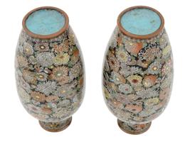 ANTIQUE JAPANESE MEIJI CLOISONNE ENAMEL FLOWER VASES