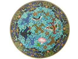 ANTIQUE MEIJI ERA JAPANESE CLOISONNE ENAMEL PLATE