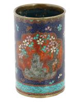 ATTR TO NAMIKAWA YASUYUKI JAPANESE CLOISONNE BRUSH POT