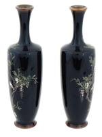 PAIR OF JAPANESE MEIJI GOLDEN AGE CLOISONNE VASES