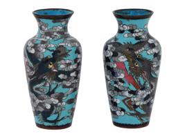 RARE JAPANESE MEIJI ERA CLOISONNE DRAGON VASES