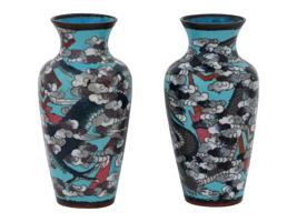 RARE JAPANESE MEIJI ERA CLOISONNE DRAGON VASES