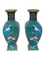 ANTIQUE JAPANESE MEIJI PERIOD FACET CLOISONNE VASES