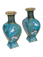 ANTIQUE JAPANESE MEIJI PERIOD FACET CLOISONNE VASES