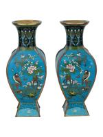 ANTIQUE JAPANESE MEIJI PERIOD FACET CLOISONNE VASES