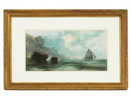 ANTIQUE AMERICAN PASTEL PAINTING BY ALBERT BIERSTADT