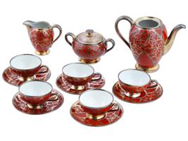 GERMAN THOMAS SILVER OVERLAYS PORCELAIN COFFEE SET