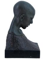 BRONZE AND WOOD MALE BUST BY GUILLERMO GIANNINAZZI