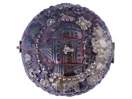 ANTIQUE TURKISH SILVER ROUND BOX WITH CHASED MOTIFS