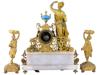 ANTIQUE SEVRES GILT MANTEL CLOCK AND CANDLESTICKS PIC-2