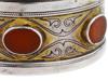 ANTIQUE TURKMEN GILT SILVER CARNELIAN CUFF BRACELETS PIC-7