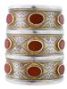 ANTIQUE TURKMEN GILT SILVER CARNELIAN CUFF BRACELETS PIC-0