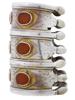 ANTIQUE TURKMEN GILT SILVER CARNELIAN CUFF BRACELETS PIC-2