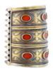 ANTIQUE TURKMEN GILT SILVER CARNELIAN CUFF BRACELETS PIC-2