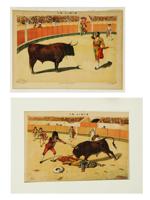 ANTIQUE BULL LA LIDIA FIGHTING MAGAZINE LITHOGRAPHS