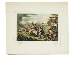 ANTIQUE 19TH C PRINT TITLED ENGLAND HELPS SPAIN