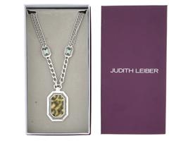 JUDITH LEIBER PAINTED PATTERN CHEETAH NECKLACE IOB