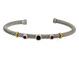 18K GOLD DAVID YURMAN SILVER GARNET ONYX BRACELET