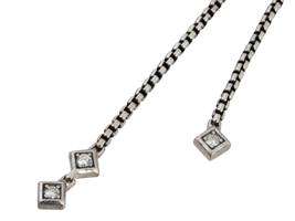 DAVID YURMAN 925 STERLING DIAMOND ONYX NECKLACE IOB