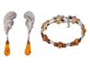 LOT OF STERLING AMBER MEXICAN CLIPS POLISH BRACELET PIC-1