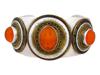 925 STERLING SILVER AND AMBER SCARAB CUFF BRACELET PIC-0