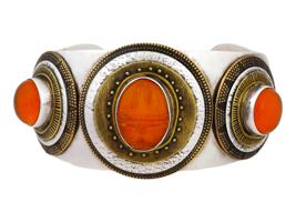 925 STERLING SILVER AND AMBER SCARAB CUFF BRACELET