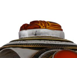 925 STERLING SILVER AND AMBER SCARAB CUFF BRACELET