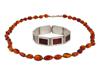 STERLING SILVER BALTIC AMBER BRACELET AND NECKLACE PIC-0