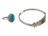 STERLING SILVER TURQUOISE STONE BRACELET AND RING PIC-1