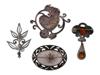 COLLECTION OF ASSORTED FLORAL SILVER PEARLS BROOCHES PIC-1