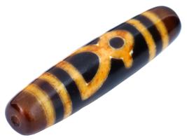 ANCIENT TIBETAN DOUBLE LONGEVITY MOTIF DZI AGATE BEAD