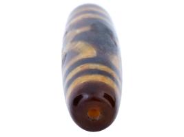 ANCIENT TIBETAN DOUBLE LONGEVITY MOTIF DZI AGATE BEAD