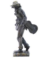 MAN WITH GUITAR BRONZE SCULPTURE BY VICTOR ROUSSEAU