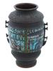 CHINESE EGYPTIAN REVIVAL BRONZE CLOISONNE ENAMEL VASE PIC-1