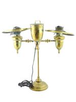 ANTIQUE 1890S BRASS STUDENT LAMP ADAPTED TO ELECTRICITY