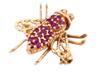 VINTAGE 14K GOLD BEE JEWELRY BROOCH WITH RUBIES PIC-1