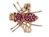 VINTAGE 14K GOLD BEE JEWELRY BROOCH WITH RUBIES PIC-4