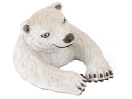 VINTAGE GLAZED POTTERY POLAR BEAR FIGURE BY GINNY MOSS