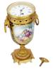 ANTIQUE FRENCH PORCELAIN WITH GILT BRONZE SETTING CLOCK PIC-0